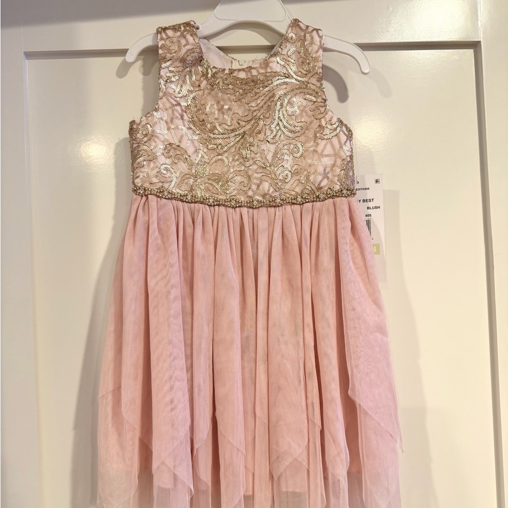 Rare Editions Pink and Gold Formal Dress